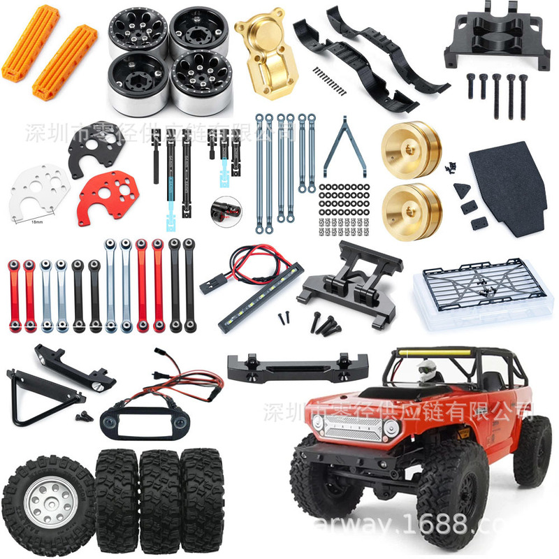 Transmission Shaft Connecting Rod Kit Led Light Mudguard Hub Counterweight Suitable for Scx24 90081 1/24 Remote Control Car