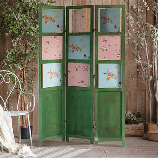 Solid wood screen garden fence indoor and outdoor decoration three folding old retro American European wholesale