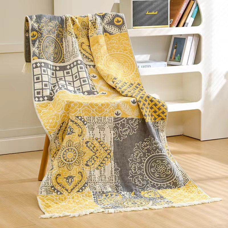 Factory direct batch of pure cotton class a five-layer gauze bath towel absorbent adult four seasons cartoon cotton enlarged thick bath towel