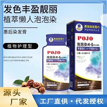 日式POJO泡泡染护染霜抖音同款自己在家染发黑茶色惠后染发剂批发