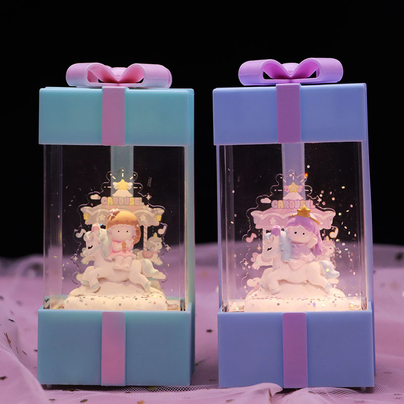 Carousel girl Crystal Light Music Box luminous children Girl birthday gift boutique student stationery wholesale