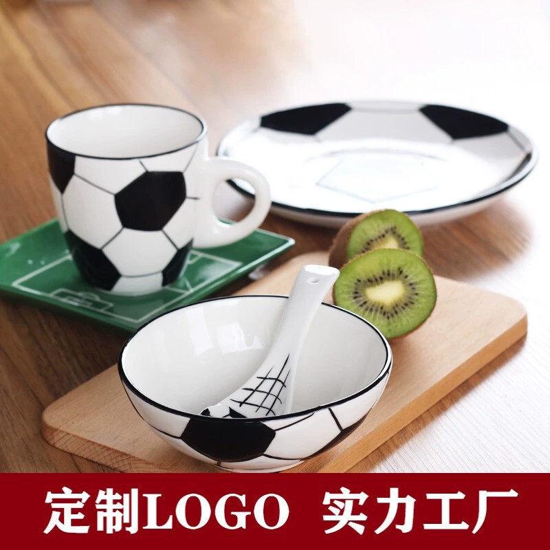Creative cartoon ceramic tableware football basketball sports style rice bowl dinner plate party Golf Volleyball bowl dish set