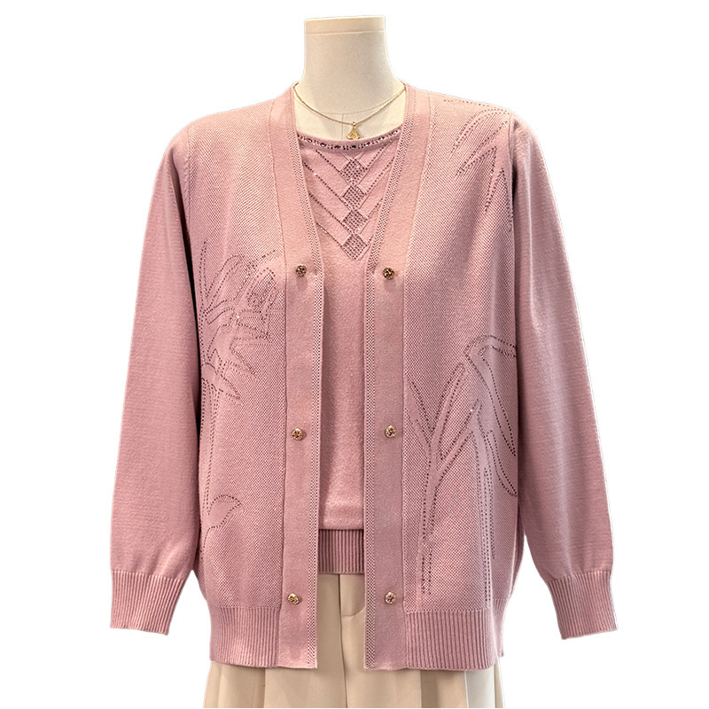 2025年女装两件套中年妈妈装秋时尚中老年人衣服40-60岁针织衫女|undefined