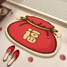 2026新款过年喜庆红色家用卫生间地垫浴室卫生间门口脚垫易打理