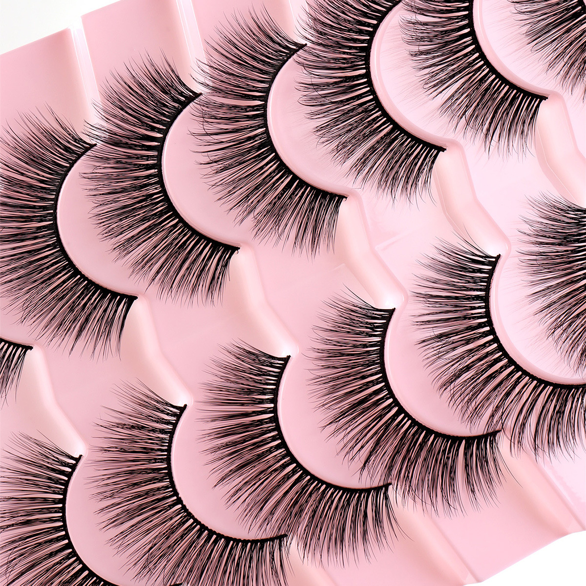 Siete pares de explosión de fibra química falsa pestañas visón multicapa densa 3D desordenada pestañas fluffy ojo Xiyingsh