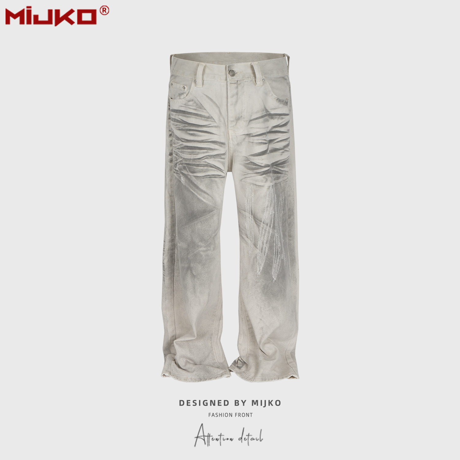 MIJKO men's women's retro trousers cat claws destroy street washing…