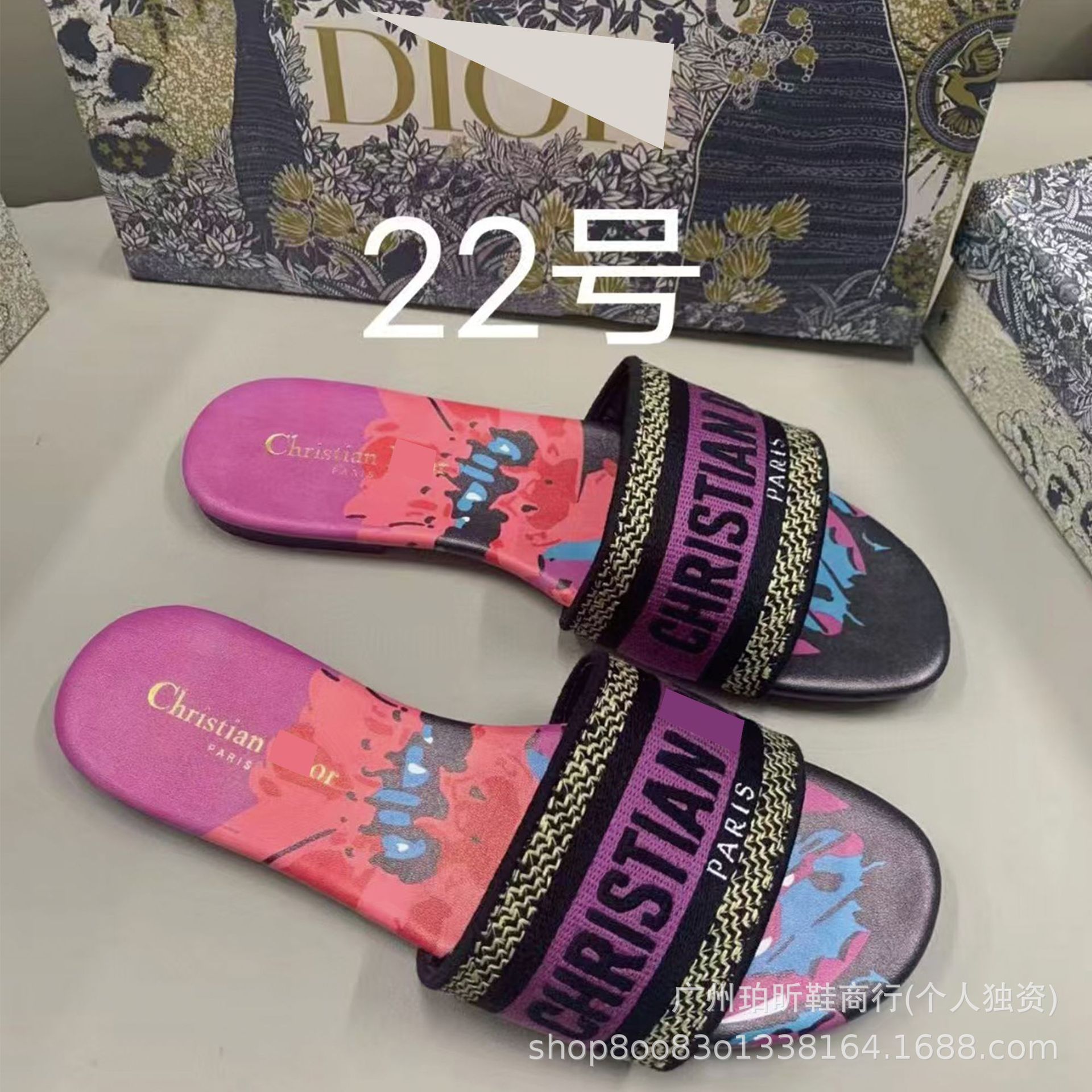 Zapatillas clásicas de alta versión D casa bordadas en una línea Zapatillas de piel de oveja para mujer