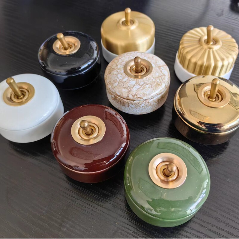 Retro National Tide Homestay Full Brass Switch Wall Switch Type 86 Toggle Open Japanese Wall Switch