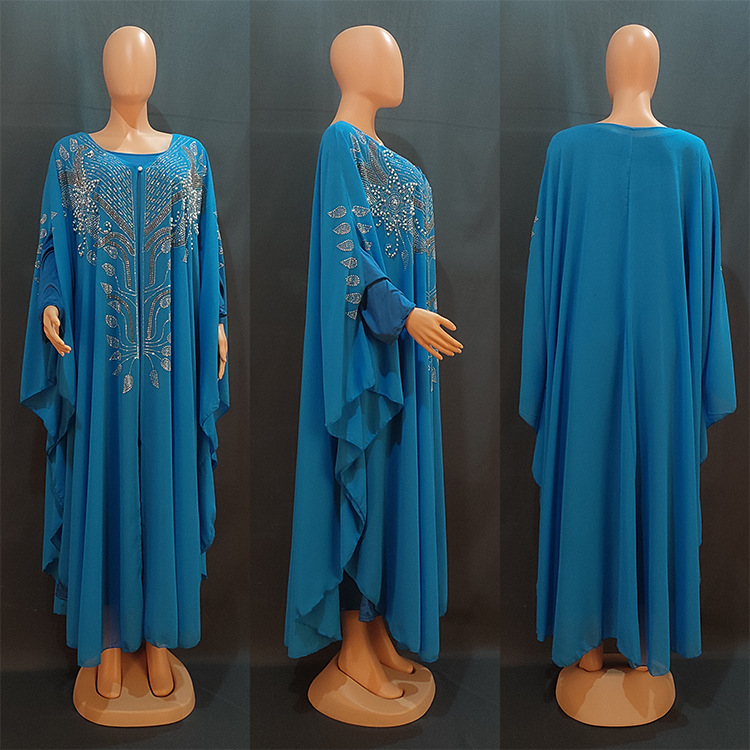 Abito da donna in chiffon caldo con diamanti caldi per l'industria pesante, produttore di abbigliamento femminile musulmano mediorientale 8623_voghion.com