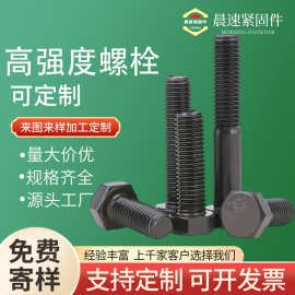 高强度螺栓外六角螺丝8.8级全牙半牙碳钢发黑m24厂家批发定制