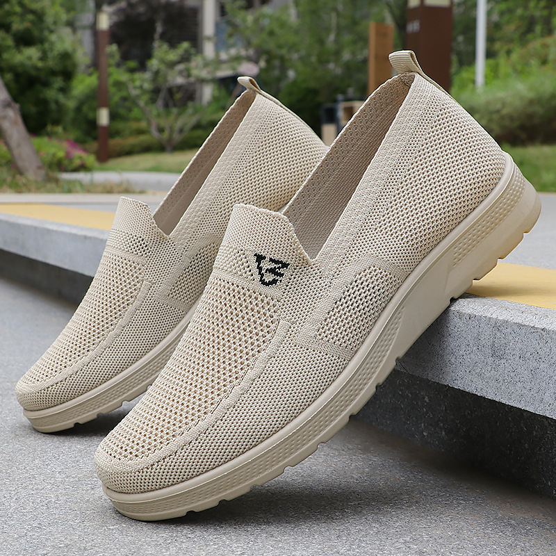Summer Mesh New Men's Cloth Shoes Breathable Slip-On Casual Polyurethane Men's Shoes Driving Sandals Elderly Mesh Shoes