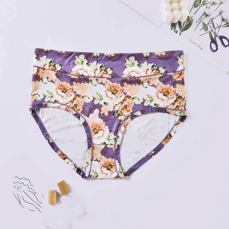 Soft Floral-Print Plus-Size штаны для России, дышащие и безопасные для кожи, антибактериальные