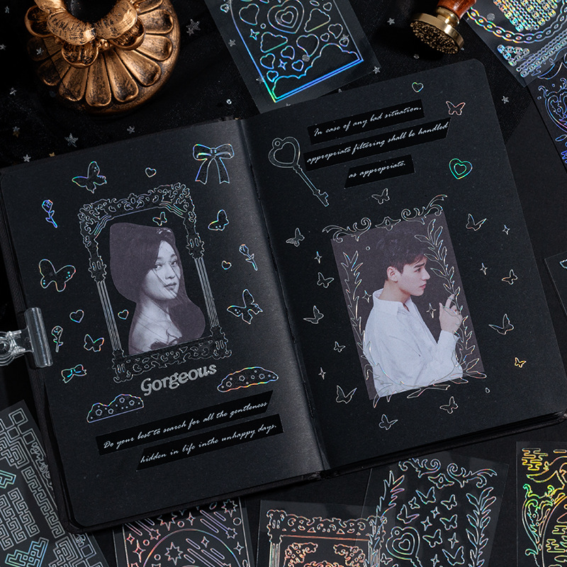 Corea del Sur ins láser brillante pegatinas Star-Chasing aidou foto Gu tarjeta libro DIY mano cuenta decoración pequeñas pegatinas