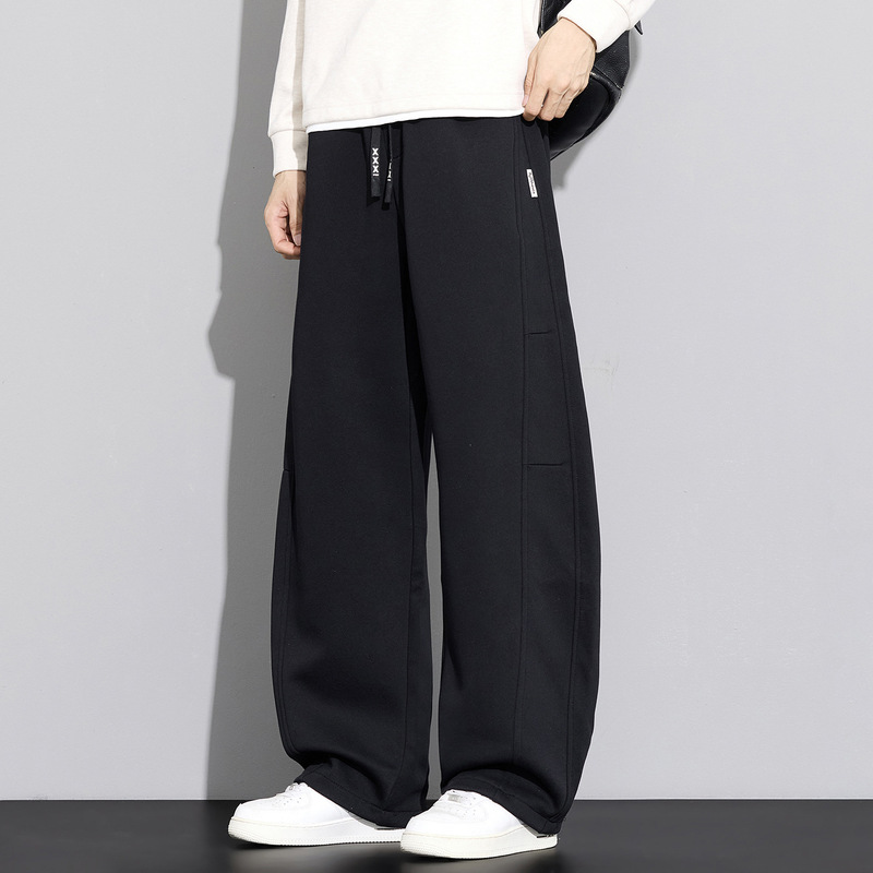 2082 | New autumn/winter collection of plus-size men's clothing: extended-length, curved-leg casual pants, loose-fitting, versatile wide-leg athletic sweatpants 2082 | New autumn/winter collection of plus-size men's clothing: extended-length, curved-leg casual pants, loose-fitting, versatile wide-leg athletic sweatpants