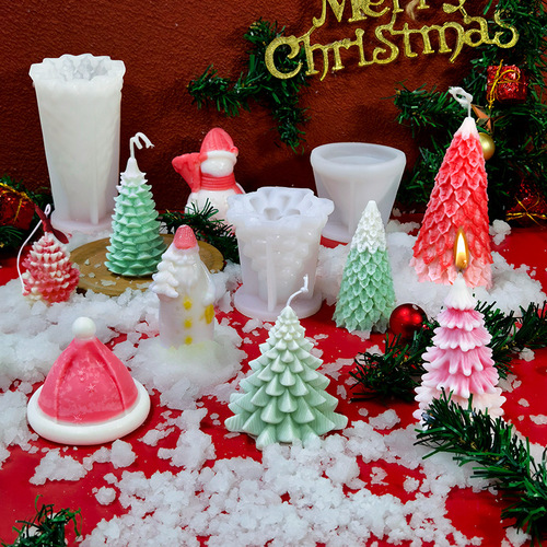 Sanxin Christmas Silicone Mold Snowman DIY Gingerbread Man Christmas Tree Scented Candle Plaster Ornament Grinding Tool