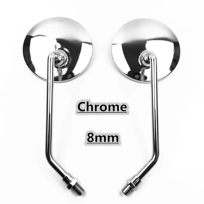 Suitable for Kawasaki, Suzuki, Ducati, Aprilia Long-Stem Motorcycle Rearview Mirrors (Motorcycle rearview mirror) - pair-8mm-chrome-color
