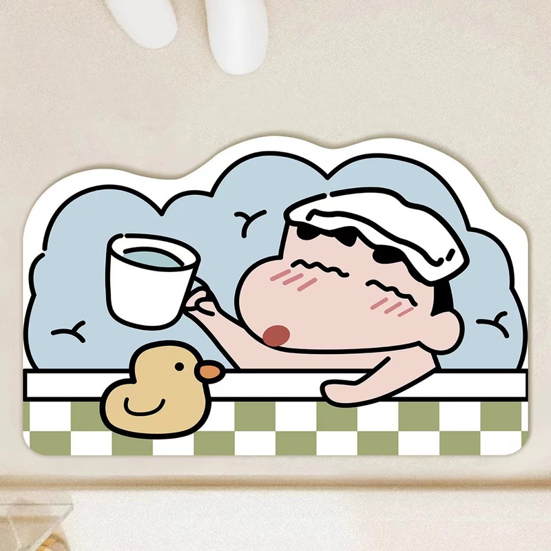 クレヨンしんちゃん漫画珪藻泥フロアマットかわいい浴室吸水性滑り止め速乾性フットマット家の装飾フロアマット|undefined