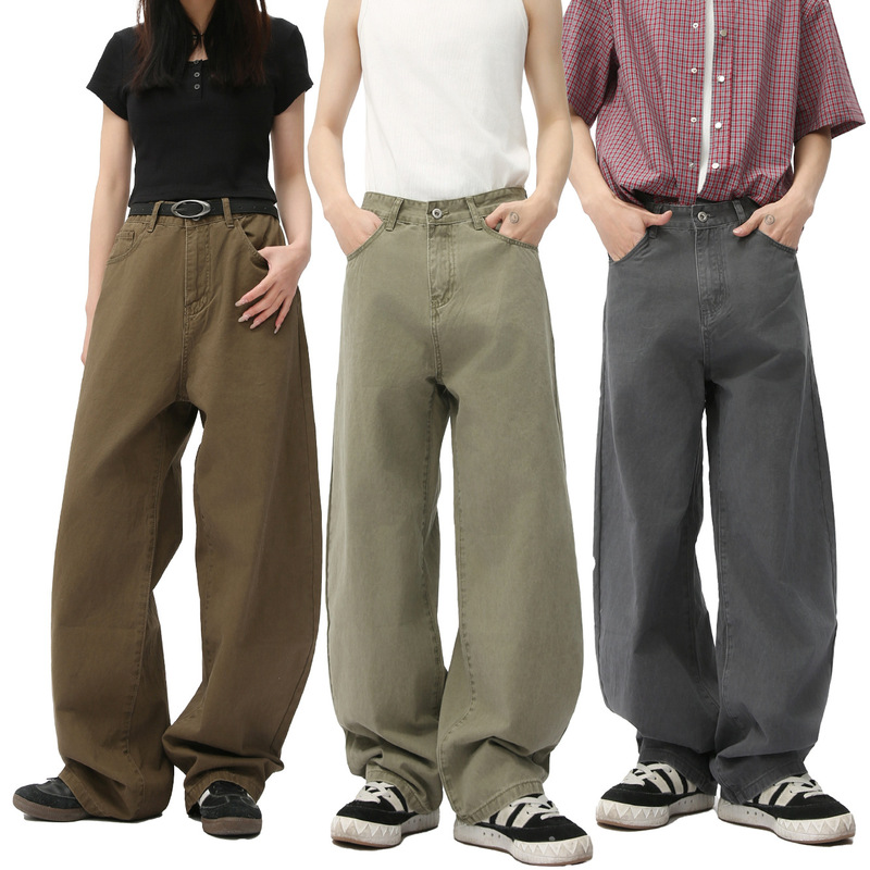 Mtlclothes Men's Clothing | American Retro Loose-Fitting Wide-Leg Jeans Casual Versatile Jeans for Men and Women Mtlclothes Men's Clothing | American Retro Loose-Fitting Wide-Leg Jeans Casual Versatile Jeans for Men and Women