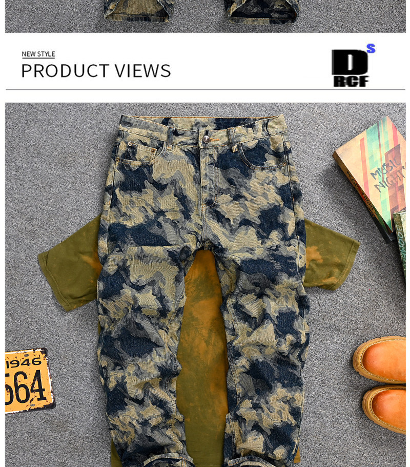 Men's Retro Washed Straight Leg Jeans Loose Fit Patchwork Denim_voghion.com
