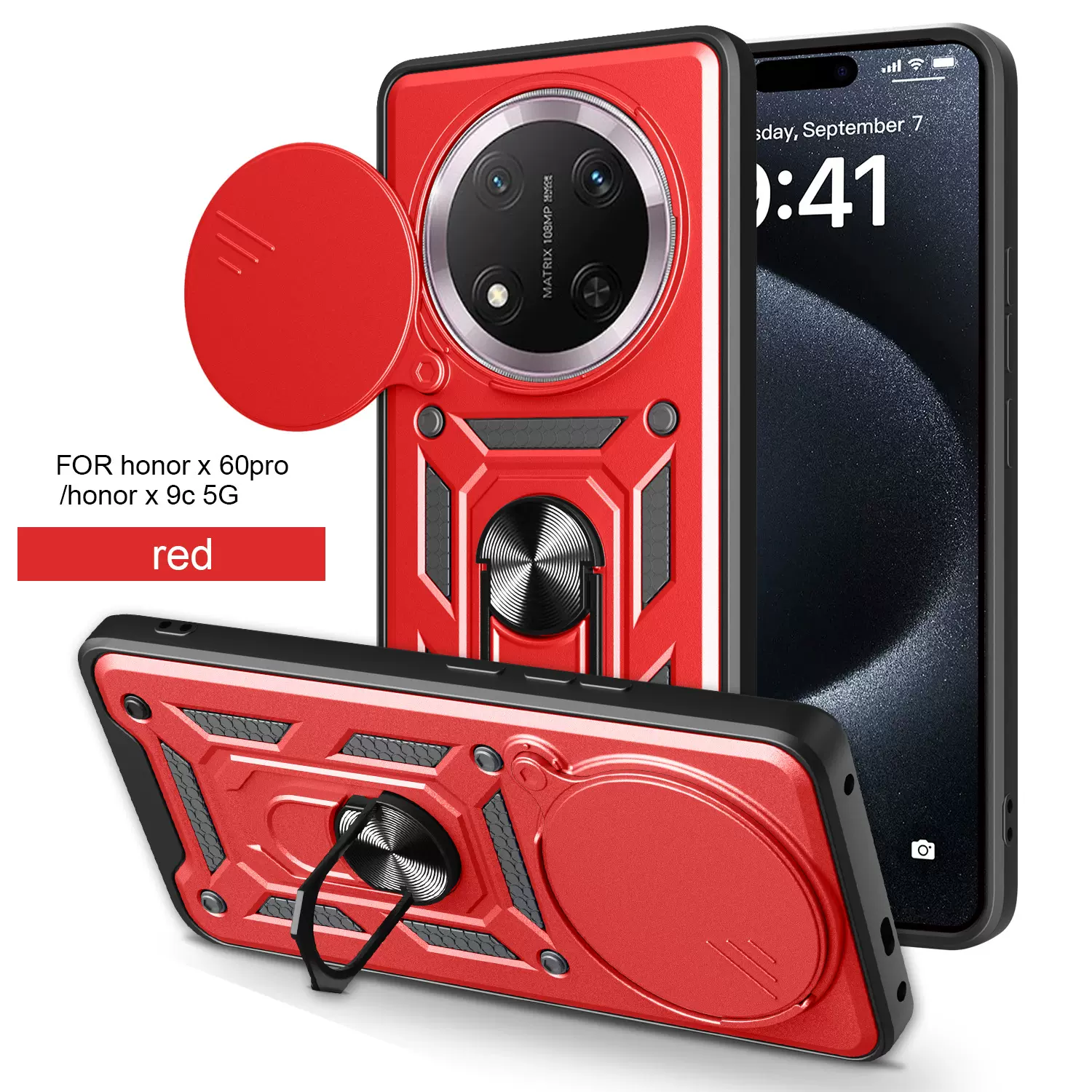 适用honor荣耀X9CX9D厂家手机壳顺甲推窗简约支架军士防摔保护壳