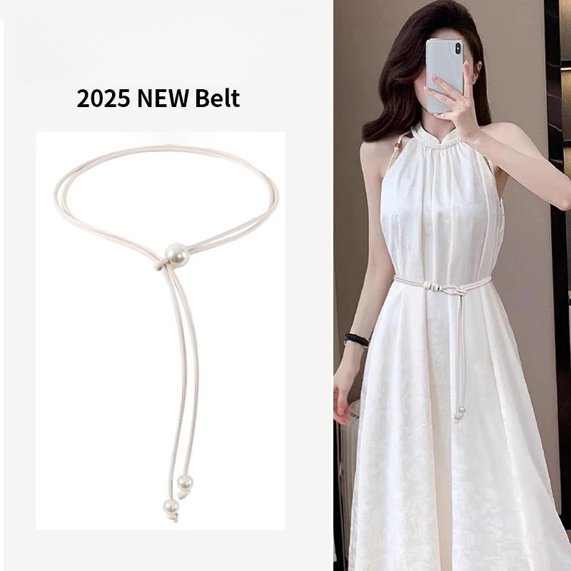 腰带女配裙子2025新款夏季细皮绳装饰连衣裙黑色绳子加长腰链配饰|undefined