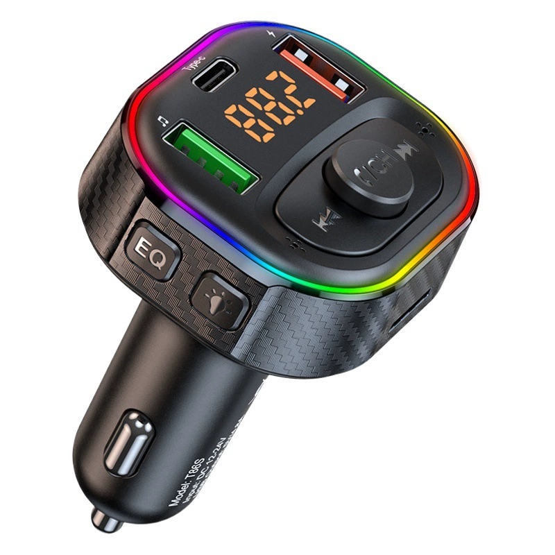 Трансграничный новый автомобиль Быстрая зарядка автомобильный Bluetooth MP3 плеер громкой связи Автомобильный FM-передатчик атмосферный световой дисплей