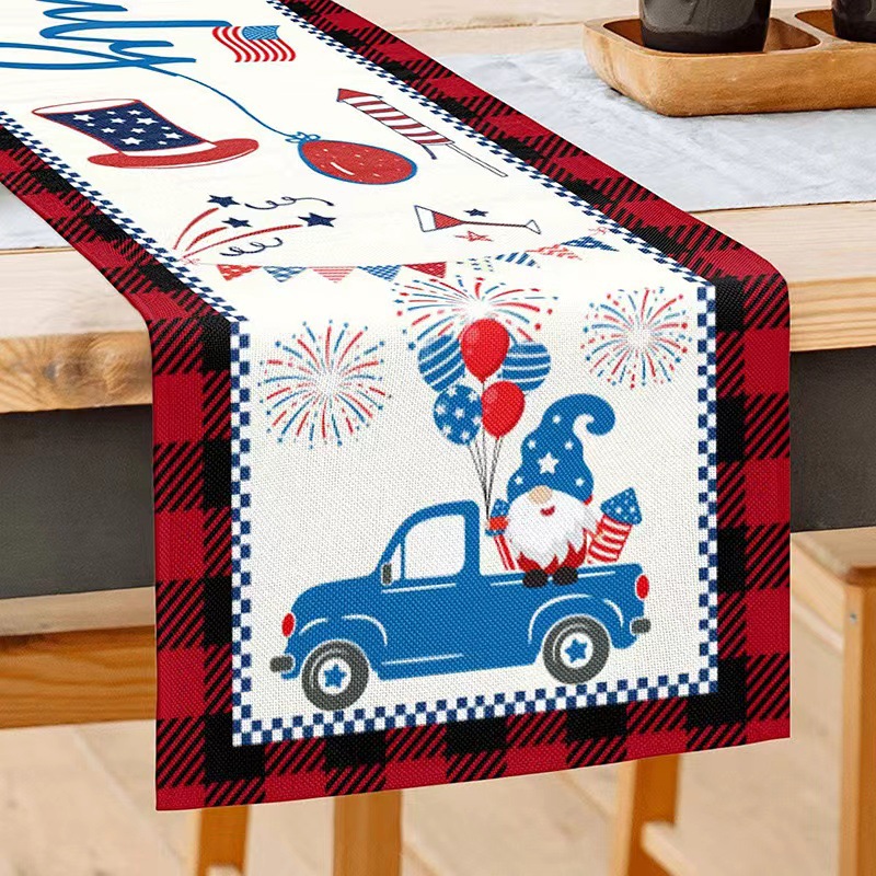 Nórdico transfronterizo nuevo día de la independencia americana tela de mesa impresa lino sala de estar mesa de té festivales decoración de tela de mesa bandera