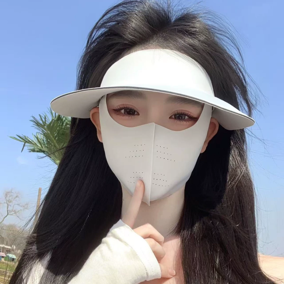 Солнцезащитная маска для лица, полная защита от ультрафиолета, солнцезащитный козырек для женщин, виниловая шапка, защита шеи, маска для лица для велоспорта, легкая и дышащая.