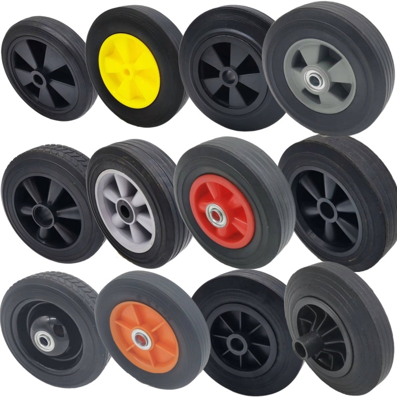 8寸橡胶胶粉轮露营车斗车轮胎厂家空压机垃圾桶轮子工业静音脚轮