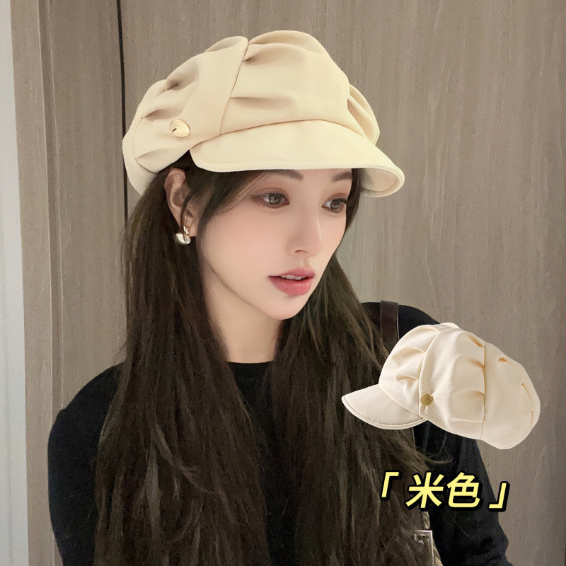 高级感贝雷帽子女秋冬季时尚百搭显脸小画家帽清新甜美八角报童帽|undefined
