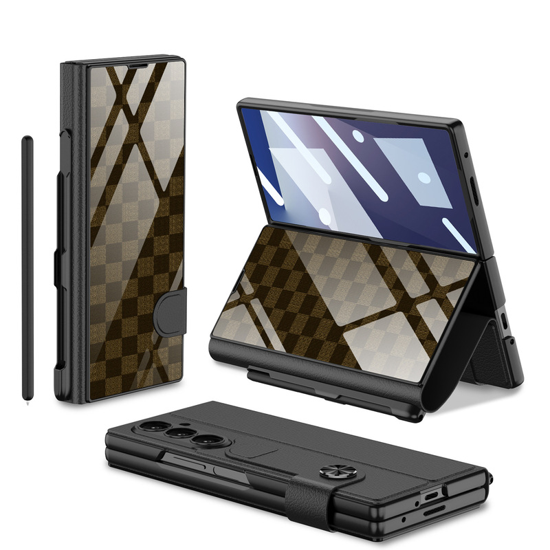 Amazon 適用 Samsung zFold7 フリップレザーケース携帯電話ケースメンズパーソナライズされた折りたたみシェルフィルムペンスロット保護カバー|undefined