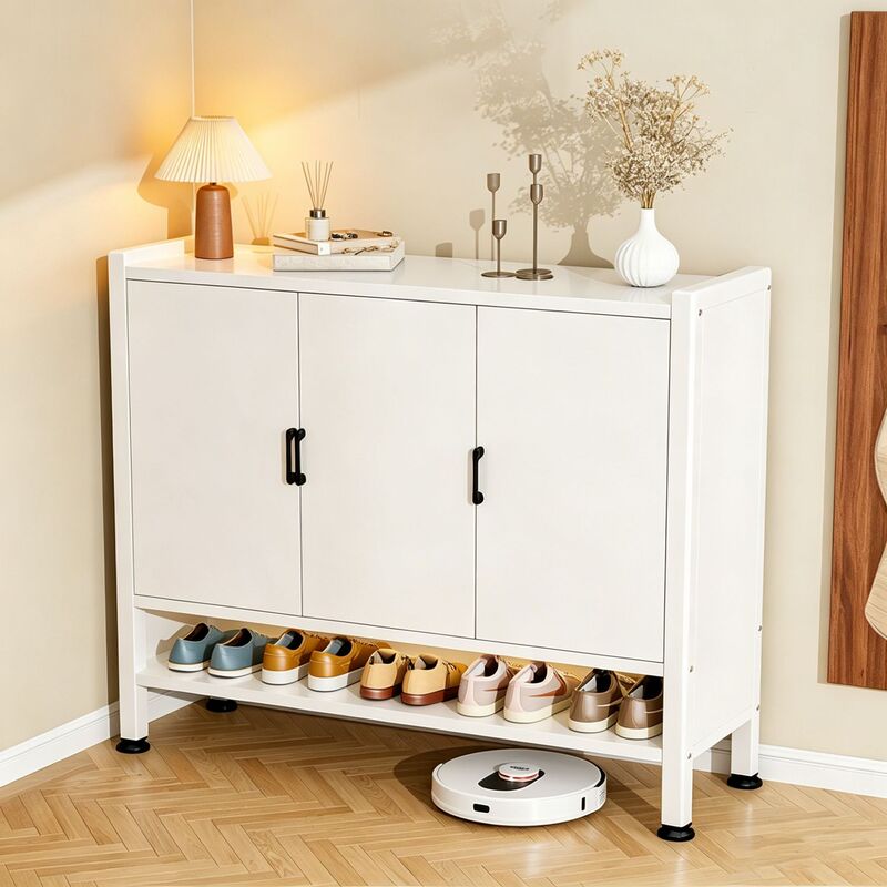 Steel Shoe Cabinet Hot Model 2026 New Model for Home Entrance Hallway Iron Storage Cabinet Integrated Wall-Mounted Shoe Rack
