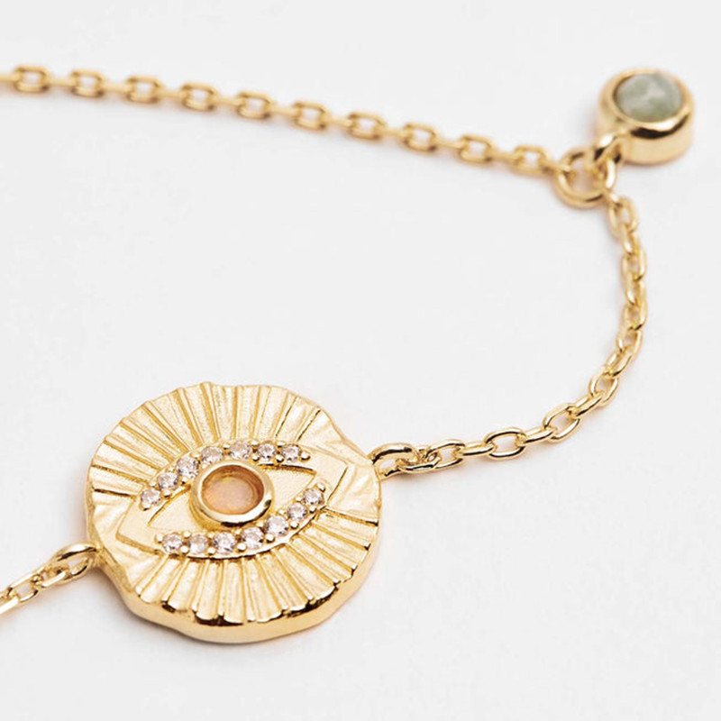 Retro Geometric Eye Copper Bracelets Plating Zircon Copper Bracelets