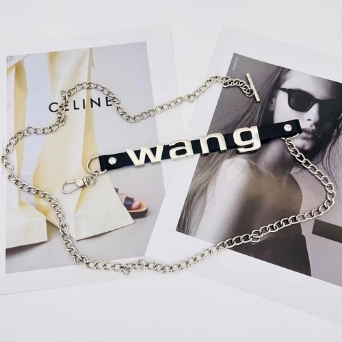 Trendy INS dark style metal letter chain thin belt women's casual simple suit jeans skirt