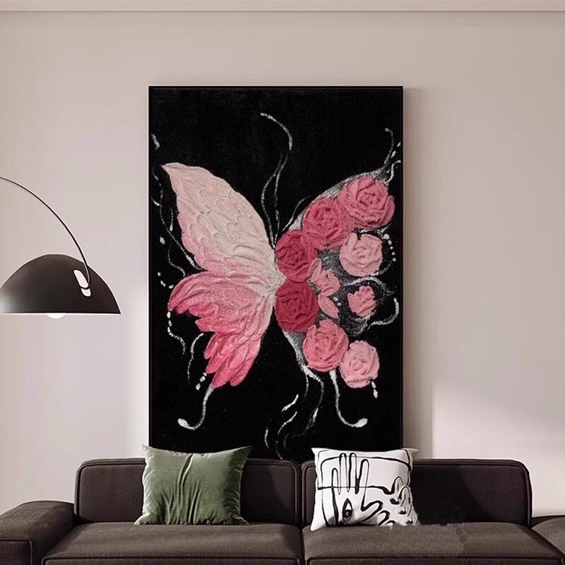 Black and White Butterfly Advanced Sense Living Room Decorative Painting Sofa Wall Bedside Simple Hanging Painting Desktop Decoration Painting Mural