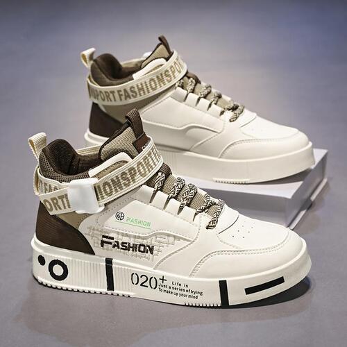 Winter Men's Shoes 2025 New High-Top Board Shoes Men's Middle and Big Children's Versatile Warm Cotton Shoes Fashion Casual Sports Shoes 