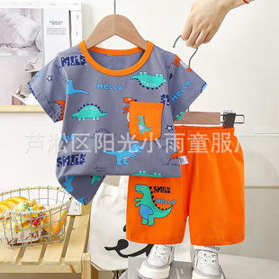 pajamas��β�~ӡ��ǰ�N��ײɫ��ͯ�ļ����e����Ůͯ�����ѝ���b