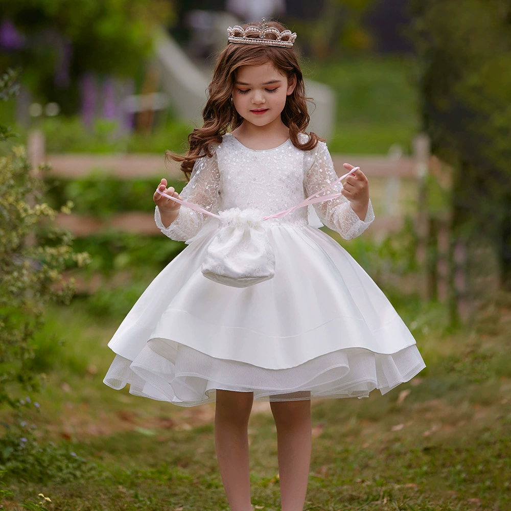 Амазонка новые платья для девочек с длинными рукавами пушистая сетка торт юбка за бантом для старших девочек