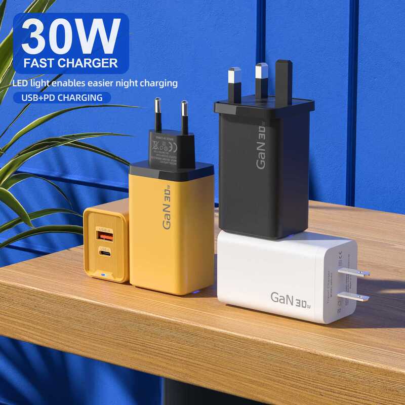 Cross-Border 30W Smart Fast Charging A+C Dual-Port Charger Suitable for Apple Android Mobile Phone Flash Charging Charging Head European Standard