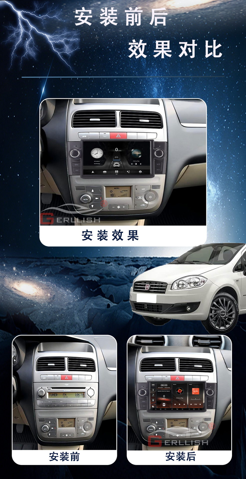 Suitable for 2007 to 2012 Fiat Lenza Car Models, Android Gps Navigation, Wireless Carplay, Car Gps Navigation