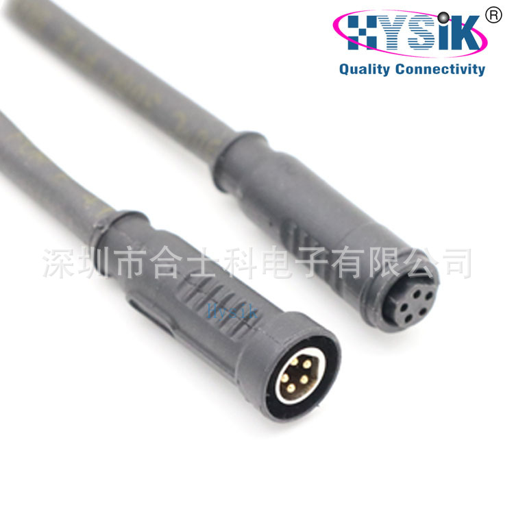 M8快速卡扣航空插头 3芯4芯5芯预铸成型汽车线束插头防水连接线