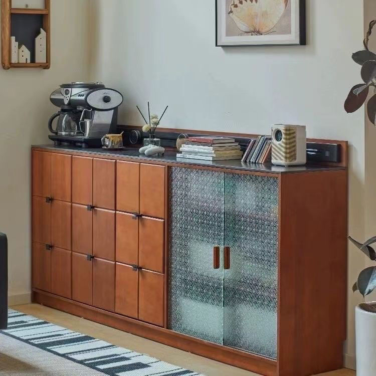 Retro Solid Wood Slate Sideboard Integrated Wall Storage Cabinet Modern Minimalist Living Room Entrance Storage Cabinet Tea Cabinet