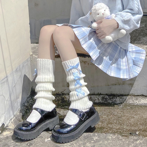Japanese cute cross strap jk socks set autumn and winter warm leg sets long socks lolita pile socks women winter