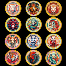 十二生肖彩色纪念章金属工艺品会销保险银行搞活动小礼品12生肖币