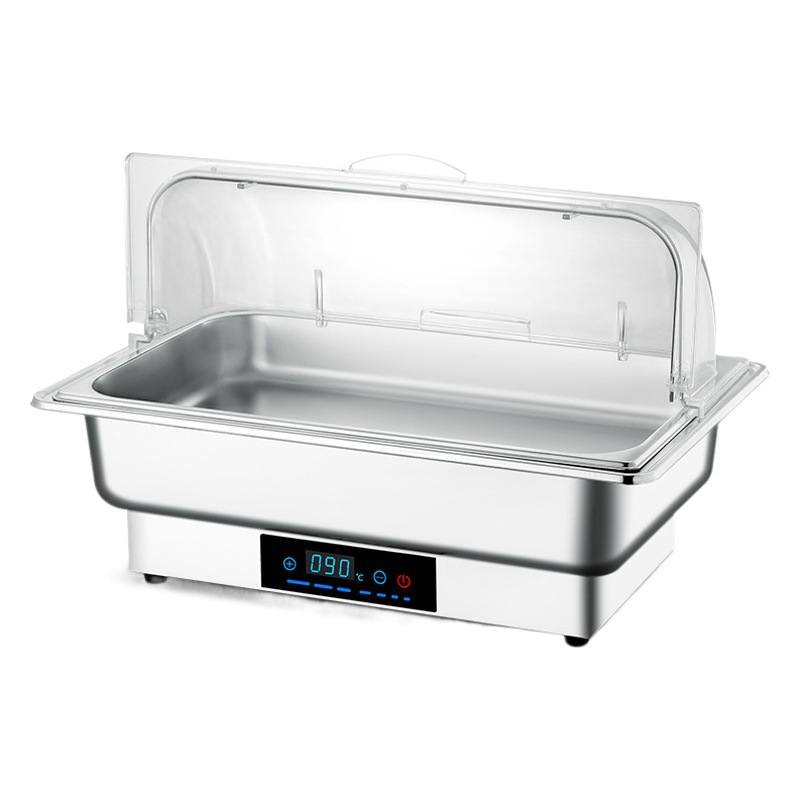 Acero inoxidable calefacción eléctrica buffet estufa flip-tapa visual desayuno aislamiento estufa espesada Hotel vajilla cuadrado buffet estufa