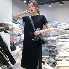 跨境 夏季2020新款韩版宽松显瘦百搭过膝中长款T恤连衣裙女装裙子