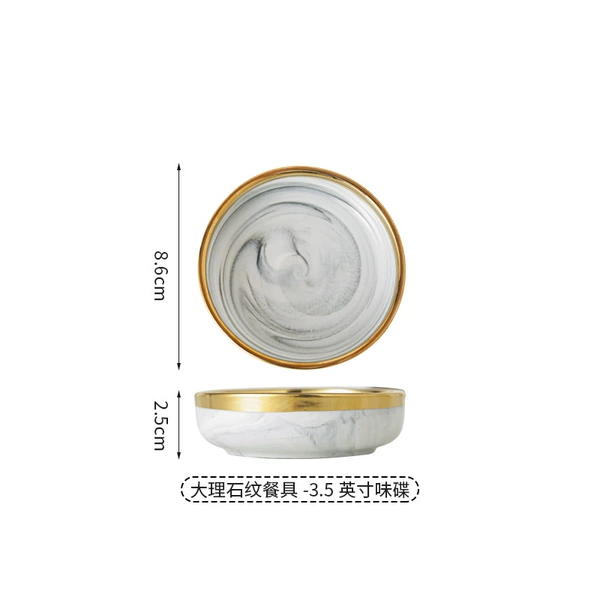 Marbled gray interior and exterior gold 3.5-inch flavor plate