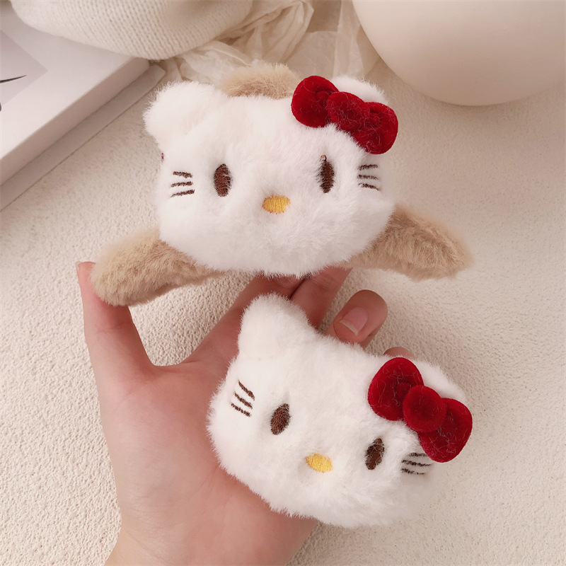 Nuevos productos lindos corbatas rojos gatos gran clip de agarre para el cabello dulce chica lateral clip de cabello peluche adornamiento para el cabello