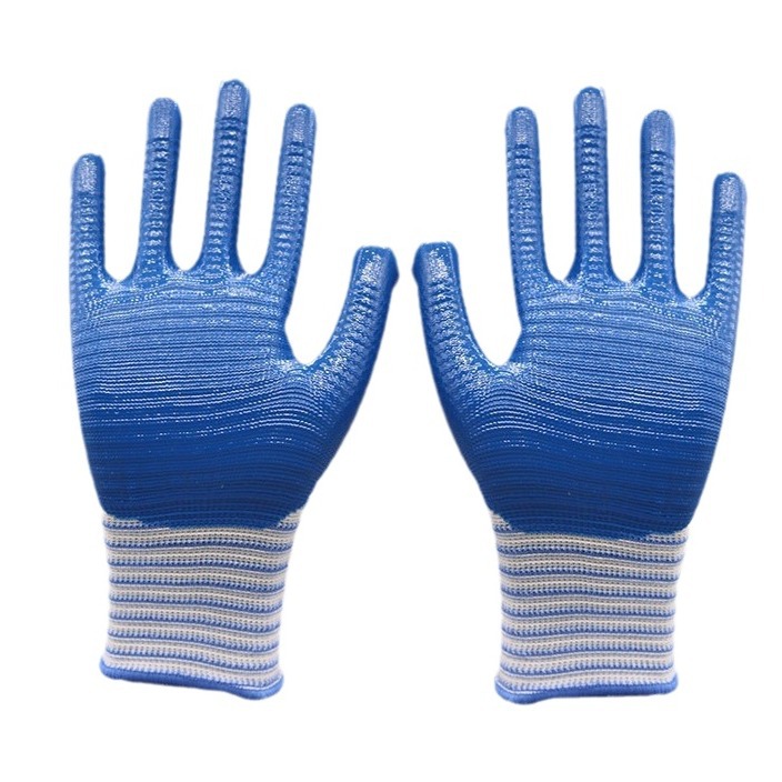 Suministro de fábrica hilo de nitrilo guantes antideslizantes resistentes al desgaste nitrilo sitio de trabajo guantes de trabajo al por mayor