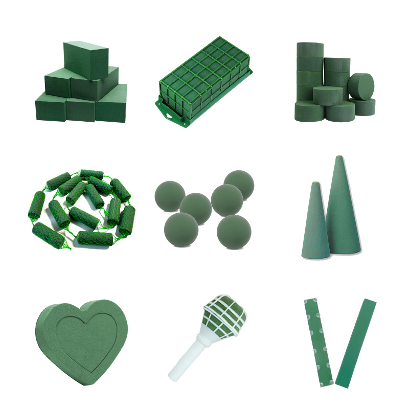 Una caja completa de barro de flores, una pieza, una canasta de flores de punto de fábrica, arreglo floral de bricolaje, absorción de agua, barro de flores sellado de plástico independiente único